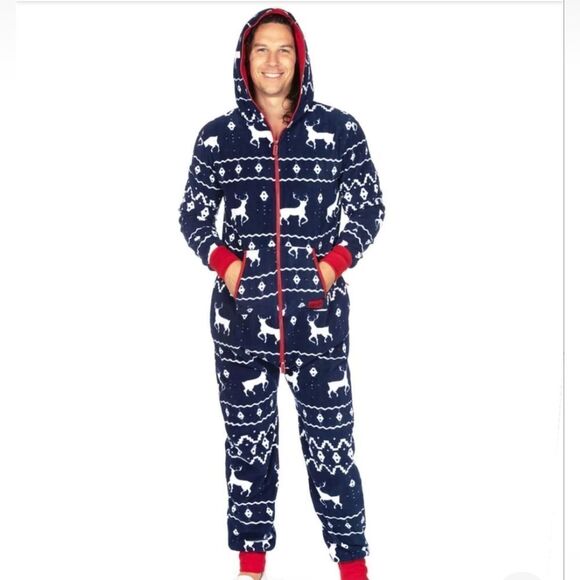 MEN'S BLUE REINDEER JUMPSUIT. Size L - Picture 12 of 13